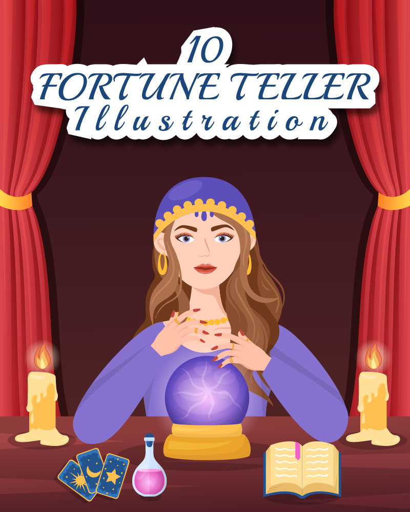 10 Fortune Teller Flat Illustration