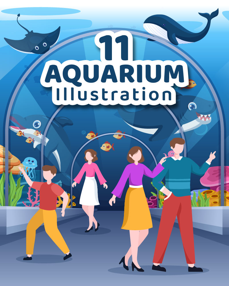 11 Aquarium Flat Illustration