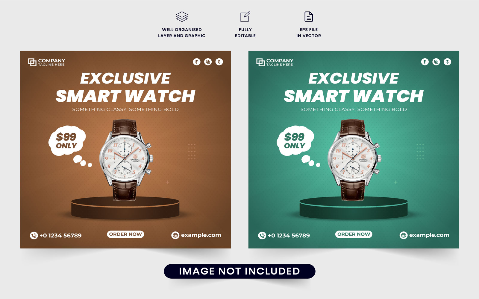 Smartwatch promotional template vector