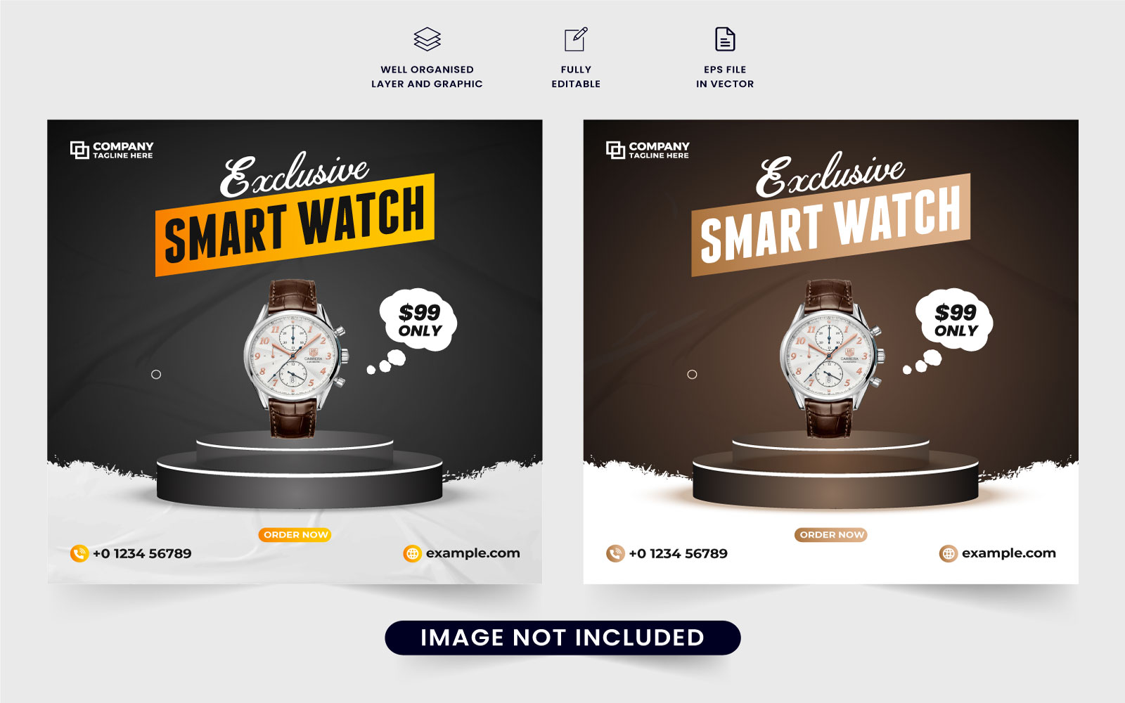 Digital watch web banner template vector