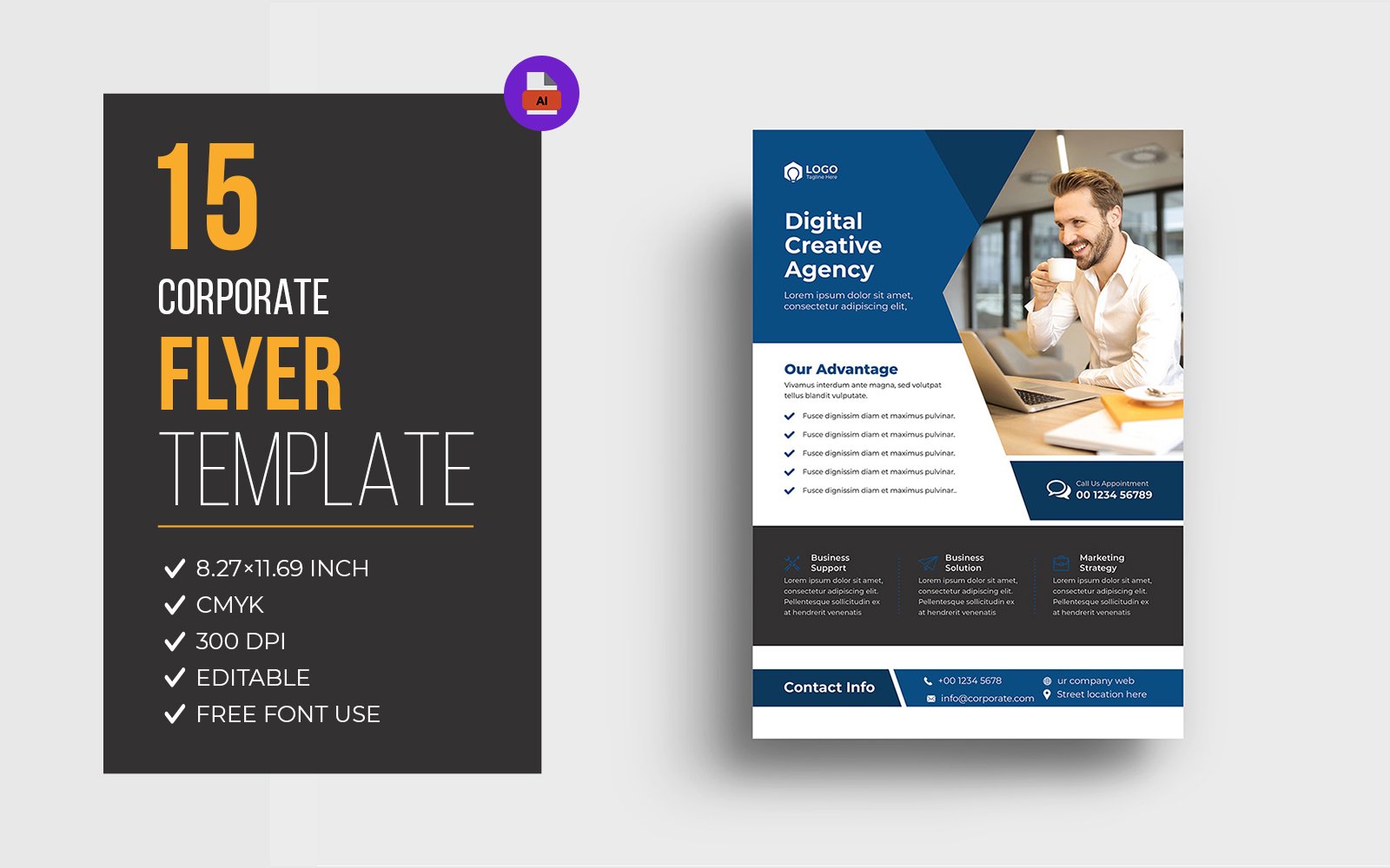 Modern corporate flyer template bundle