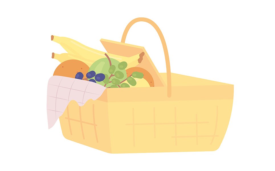 Picnic basket semi flat color vector object