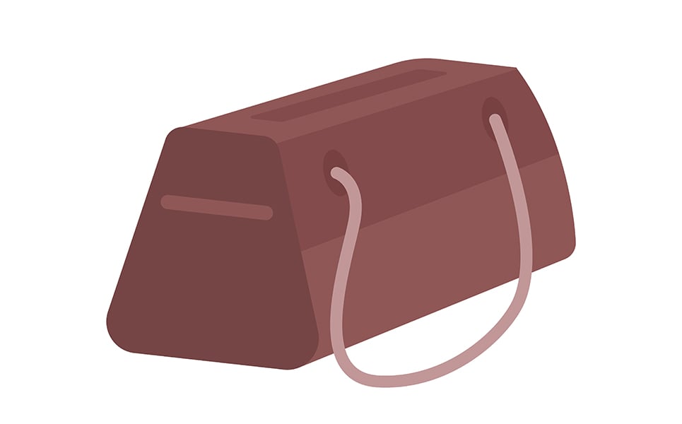 Leather luggage bag semi flat color vector object