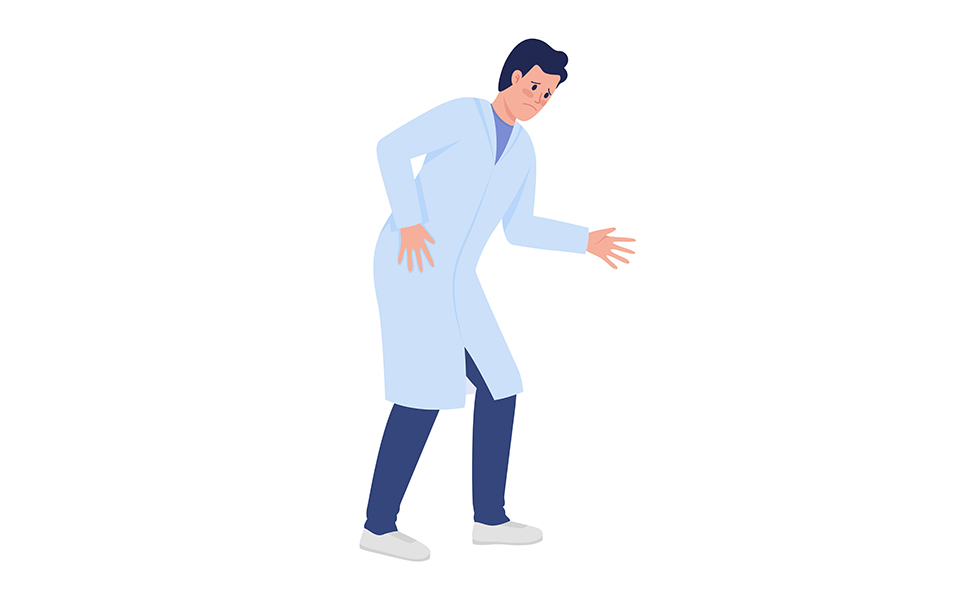 Worried doctor semi flat color vector character