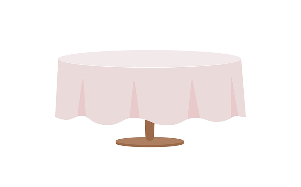 Table with white table cloth semi flat color vector object