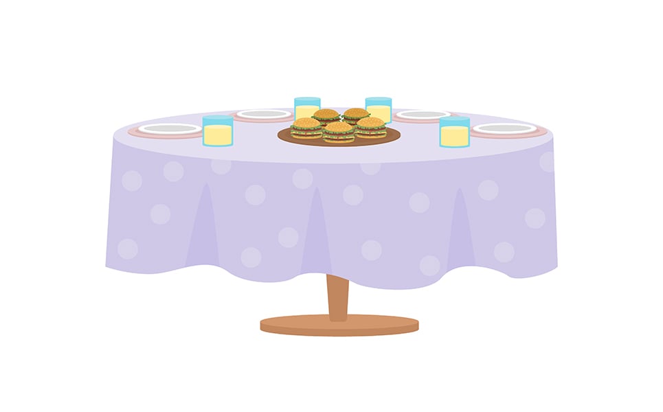 Table served for party semi flat color vector object