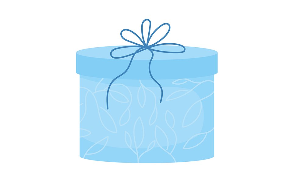 Gift in blue box semi flat color vector object