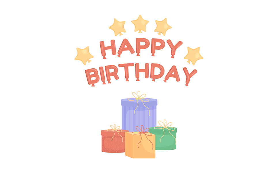 Birthday gifts and presents semi flat color vector object