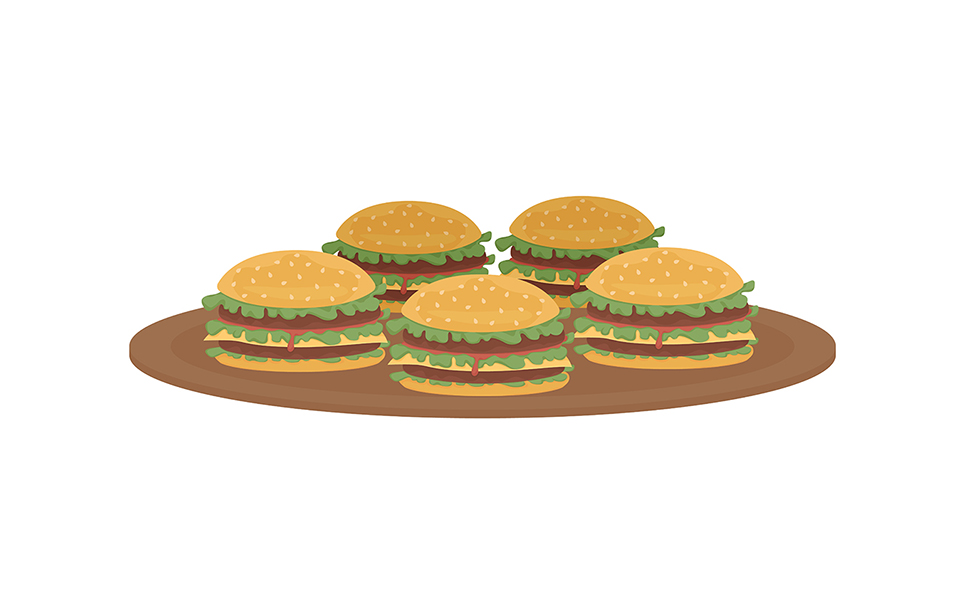 Burgers semi flat color vector object
