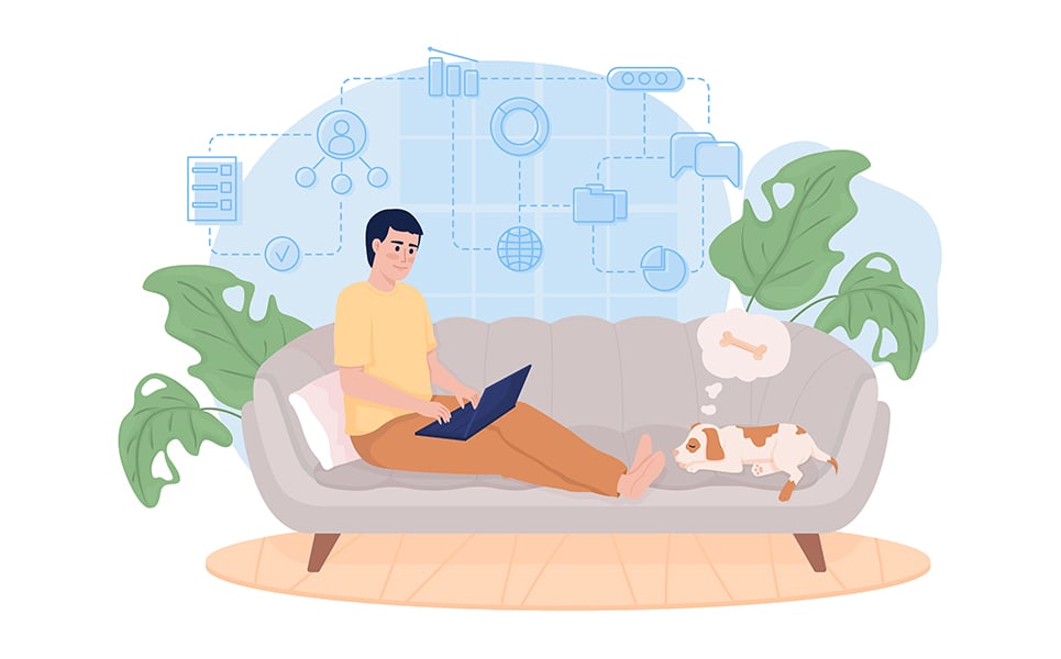 Remote work 2D vector isolated illustration