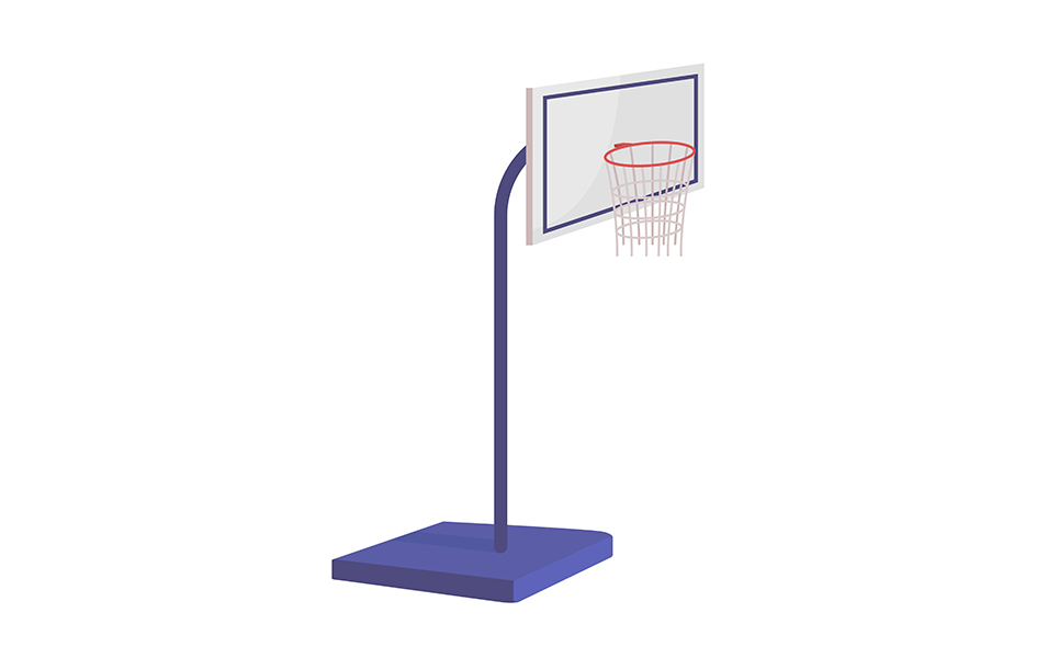 Basketball hoop stand semi flat color vector item