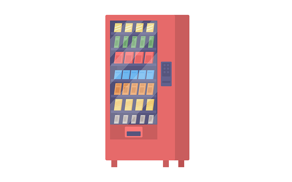 Vending machine with snacks semi flat color vector item