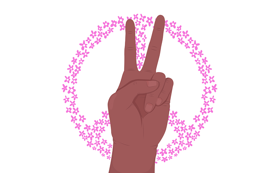 Peace semi flat color vector hand gesture