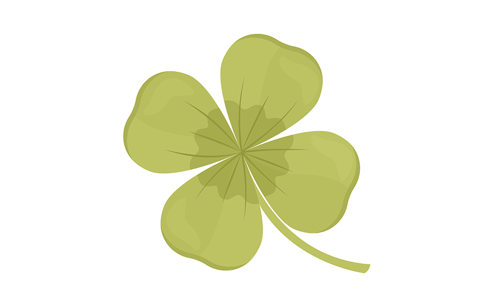 Four leaf clover semi flat color vector object