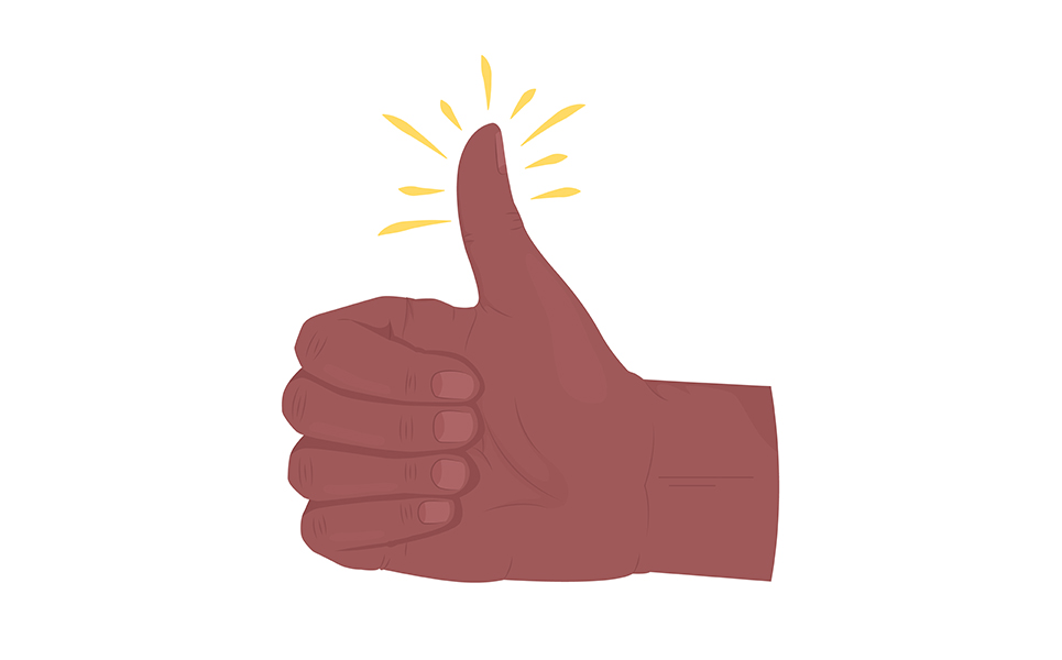 Like semi flat color vector hand gesture