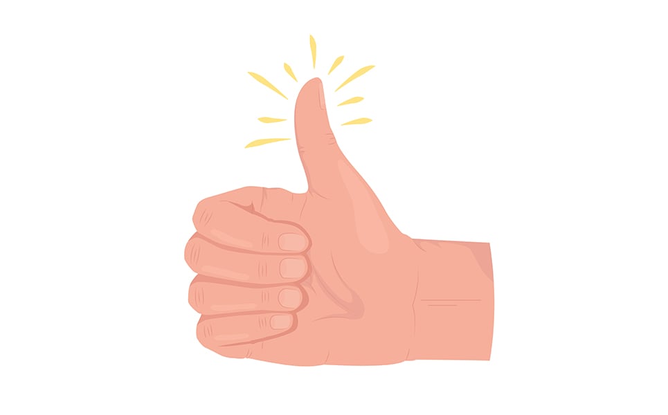 Positive feedback semi flat color vector hand gesture