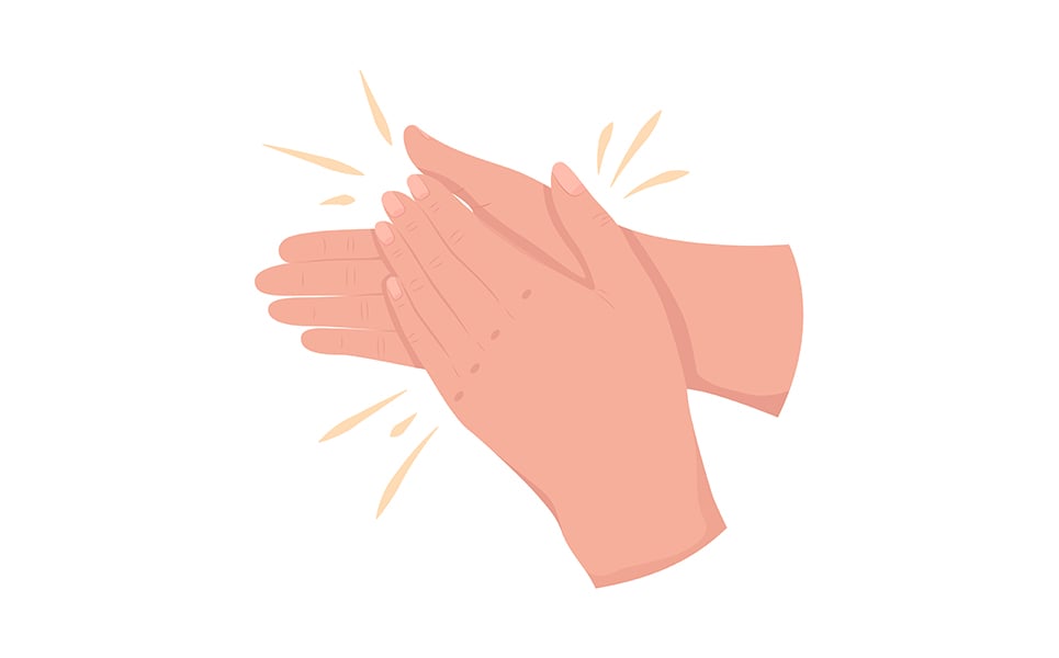 Applauding semi flat color vector hand gesture