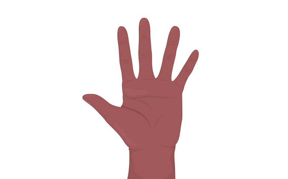 Spread fingers semi flat color vector hand gesture