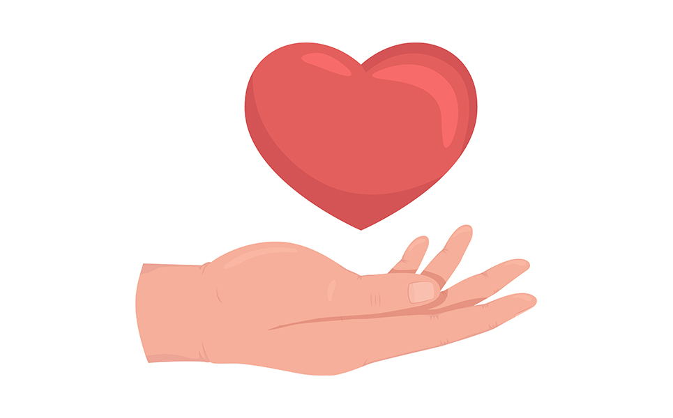Love and support semi flat color vector hand gesture