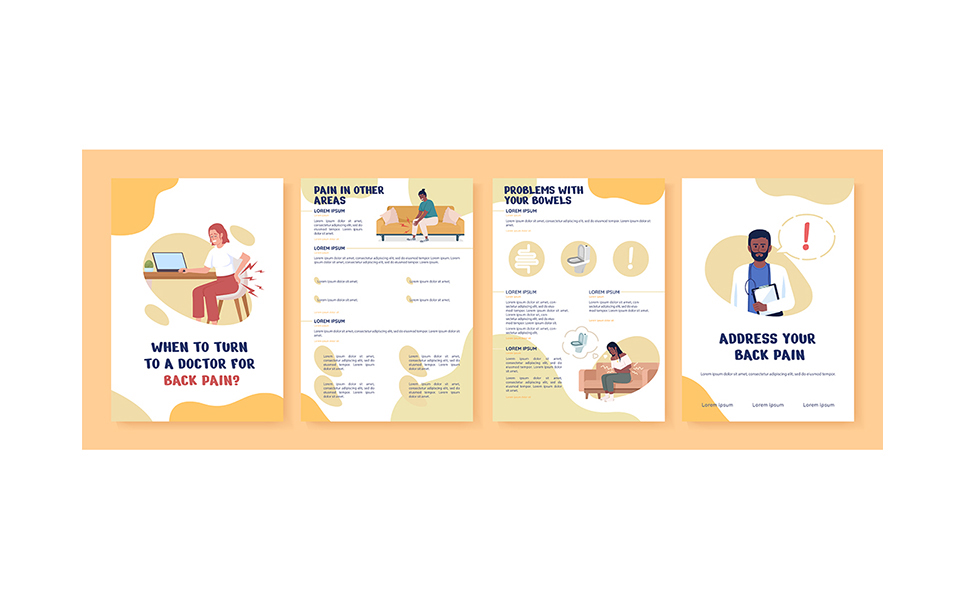 Pain and healthcare flat vector brochure template