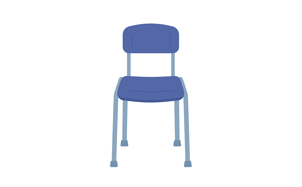 Blue empty chair semi flat color vector object