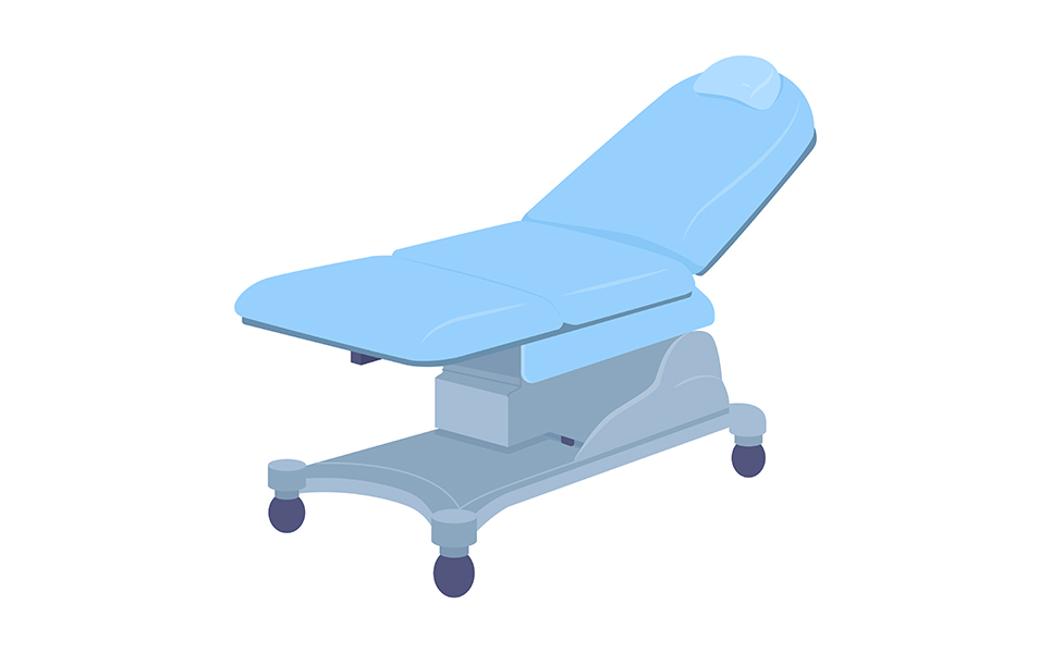 Couch for medical cabinet semi flat color vector object