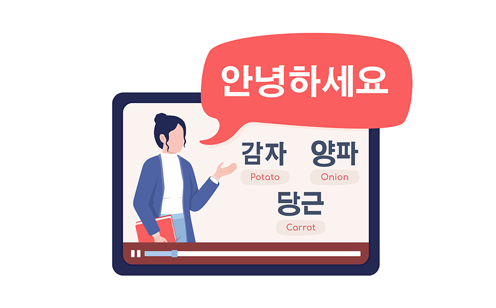 Korean lesson semi flat color vector character