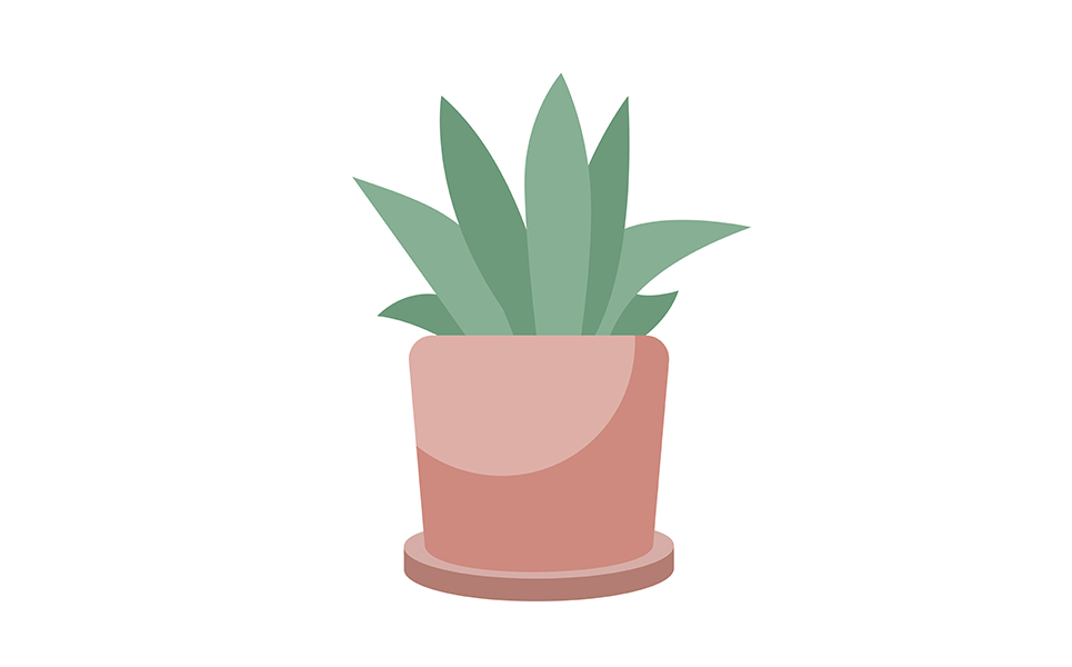 Houseplant in pot semi flat color vector object