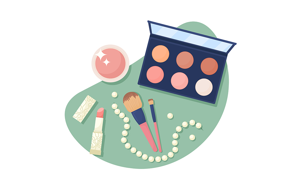 Decorative cosmetic products 2D vector isolated illustration