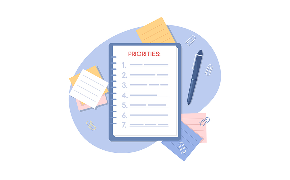 Priorities list 2D vector isolated illustration