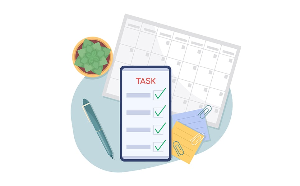 Task control mobile app 2D vector isolated illustration