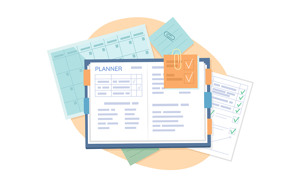 Work planner 2D vector isolated illustration