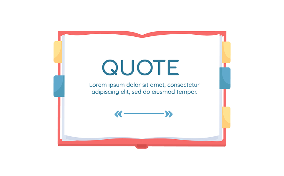 Famous writer quote textbox with flat object