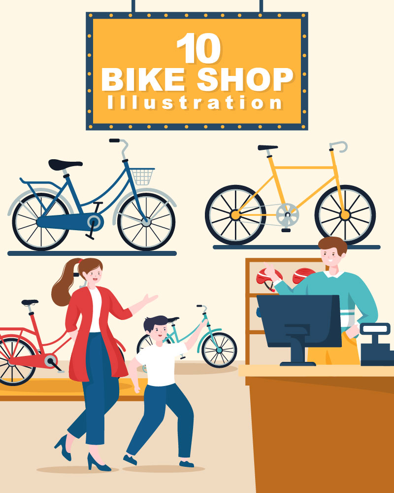 10 Bike Shop Illustration