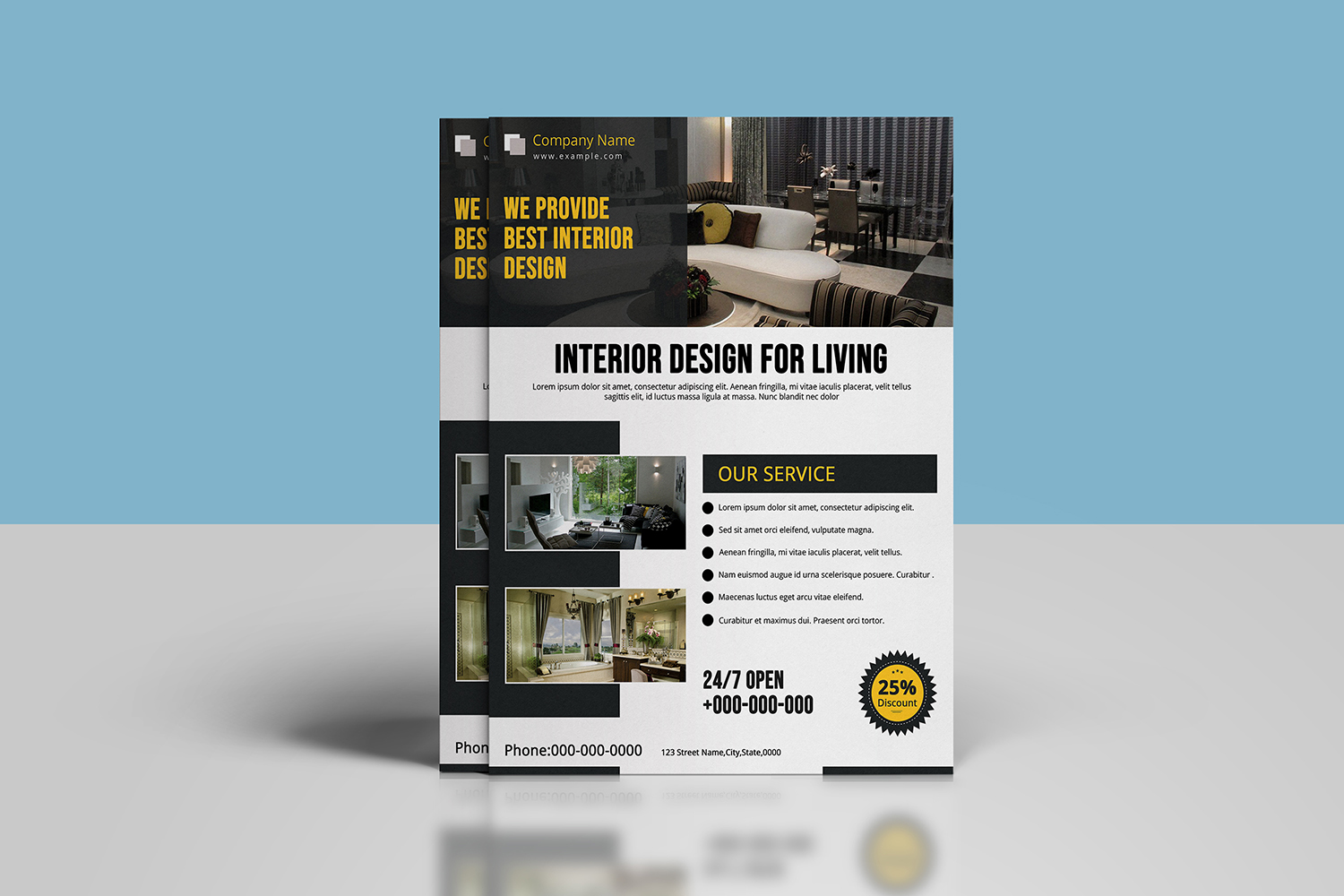 Interior Design Flyer, Word and Psd Template