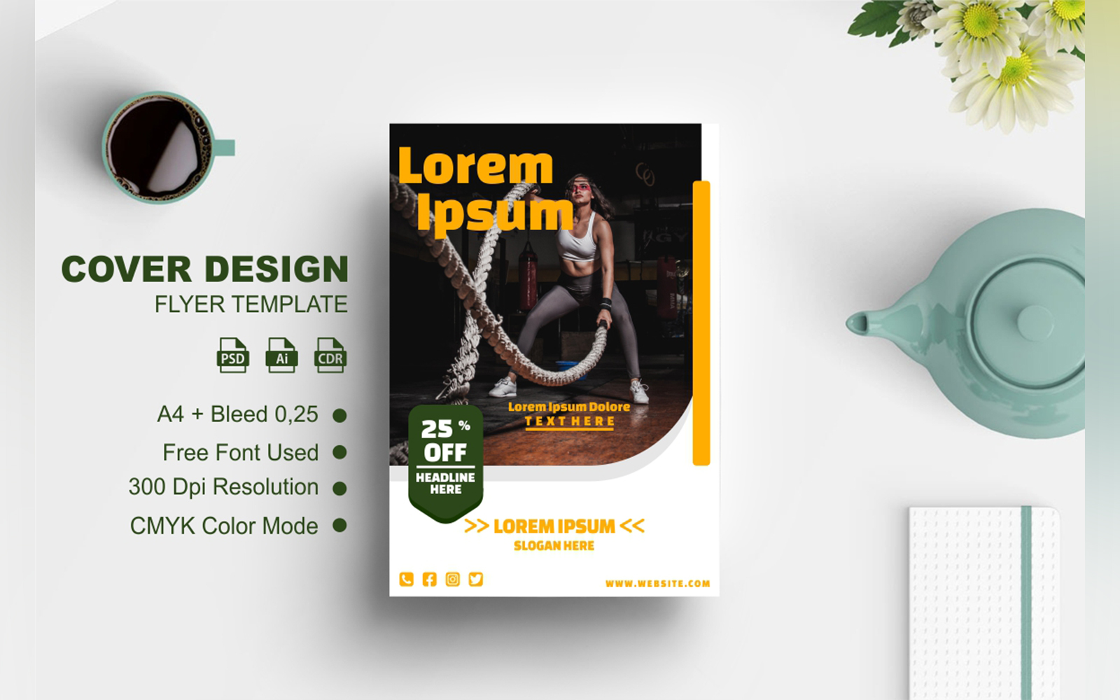 Gym Cover Design Flyer Template