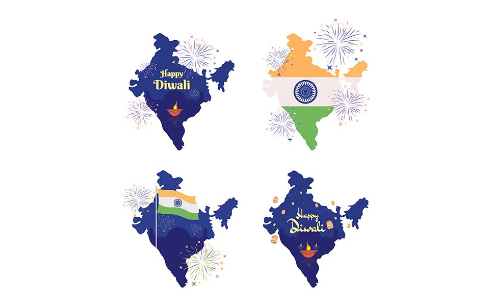 Indian national holidays 2D vector isolated illustrations set