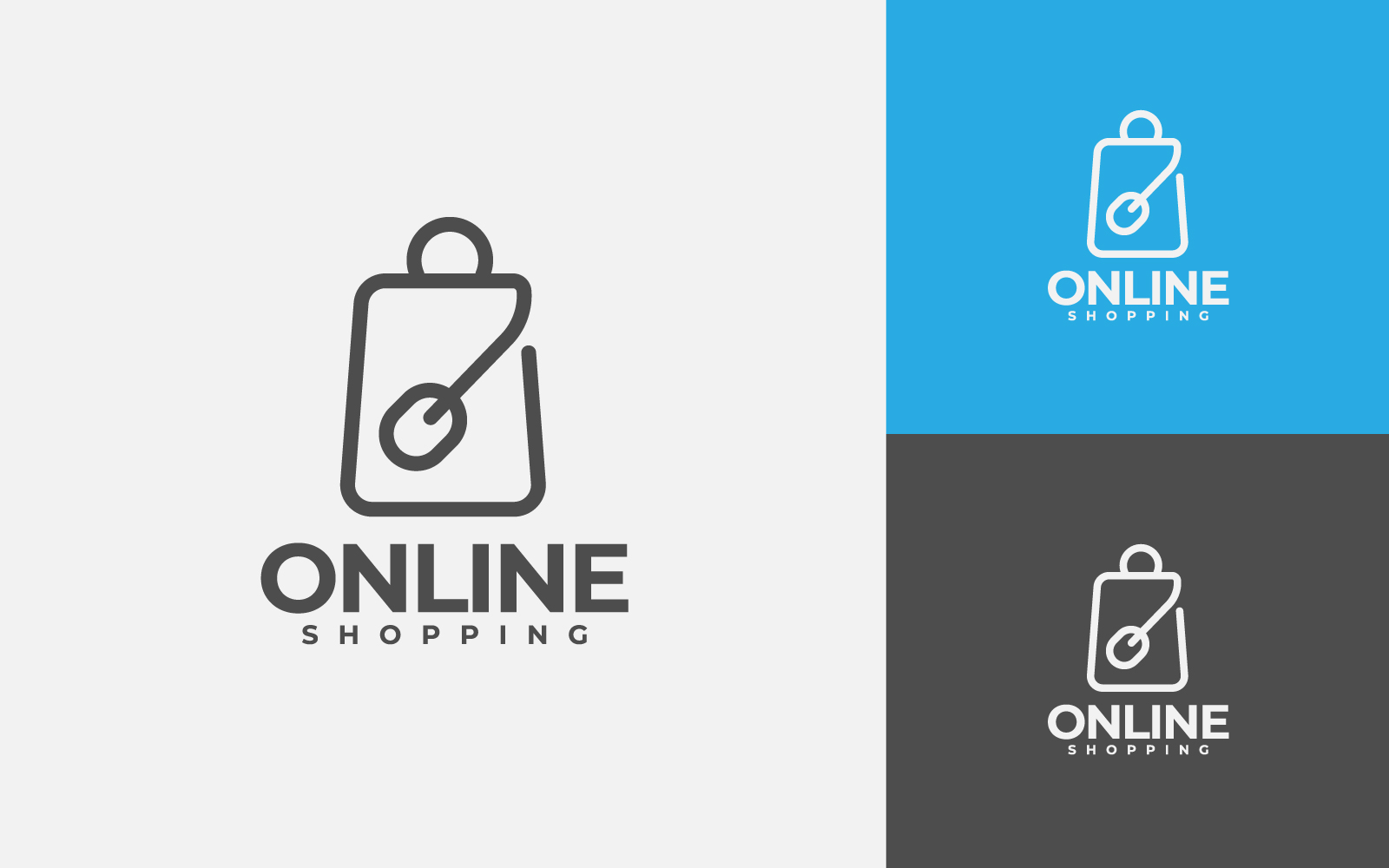 Online Shopping Logo Design Template. Simple And Minimal Style For E-Commerce Web Or Business.