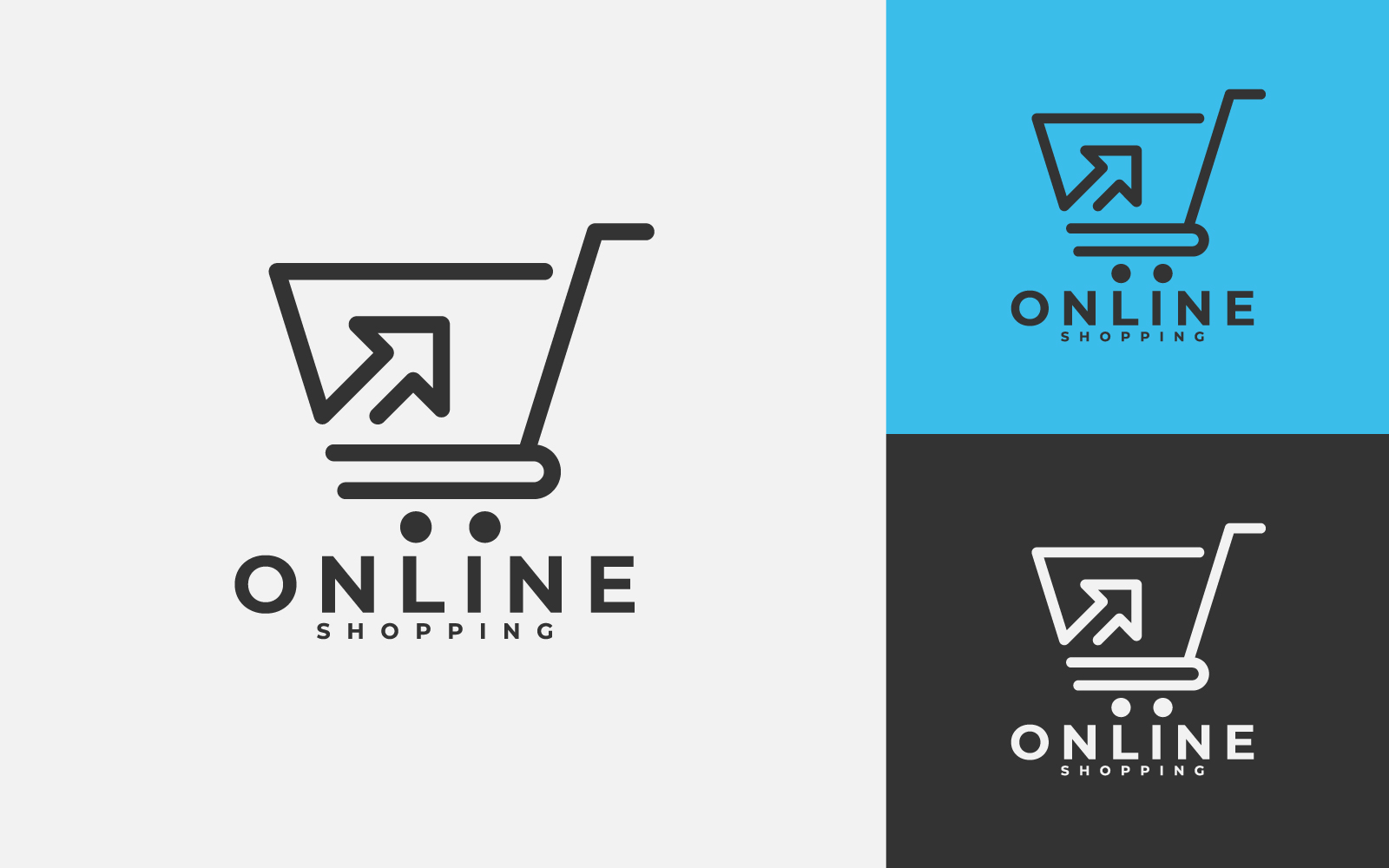 Online Shopping Logo Design Template With Shopping Cart For E-Commerce Web Or Business.