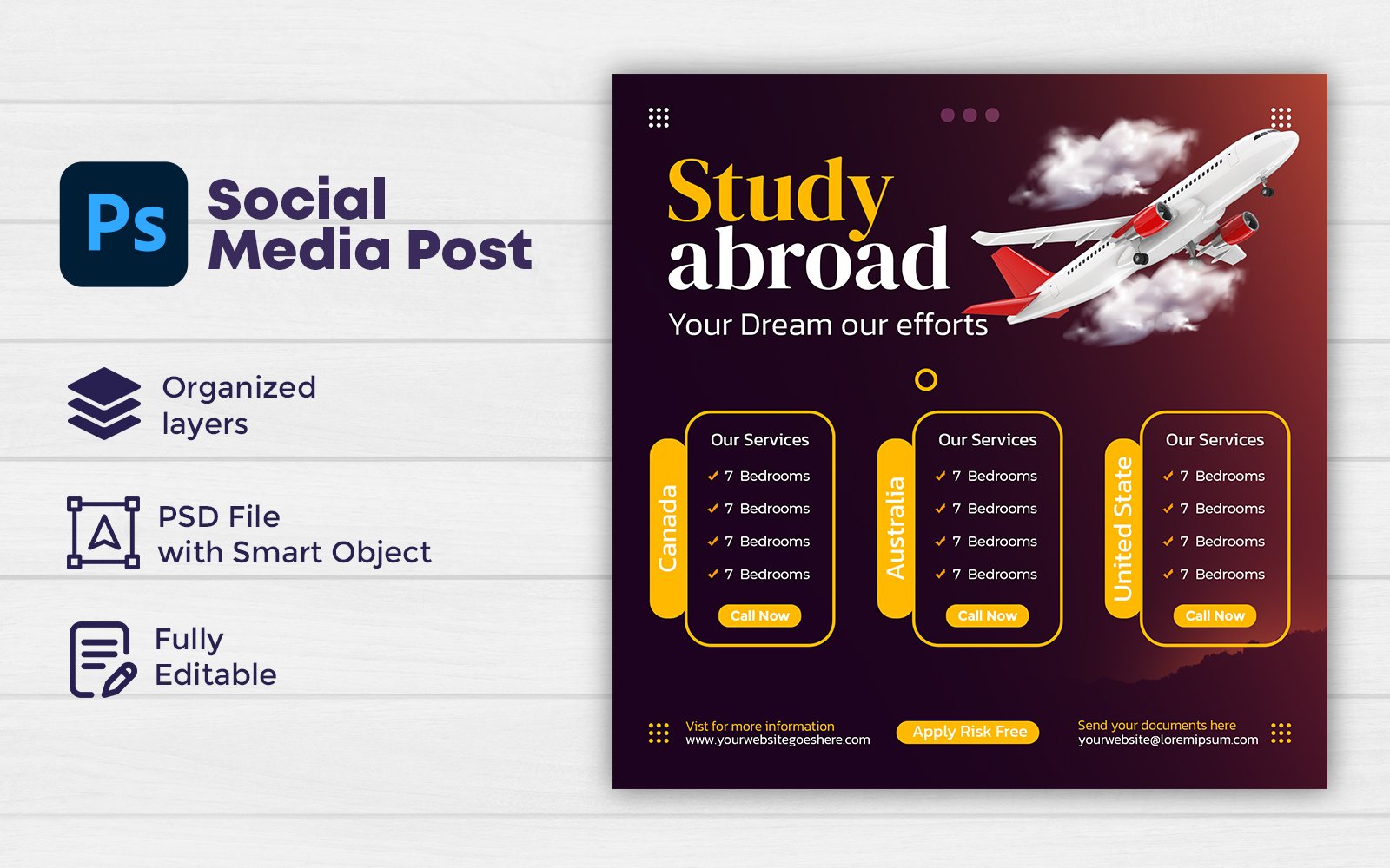 Study Abroad Instagram Post Or Social Media Post Template Design 2