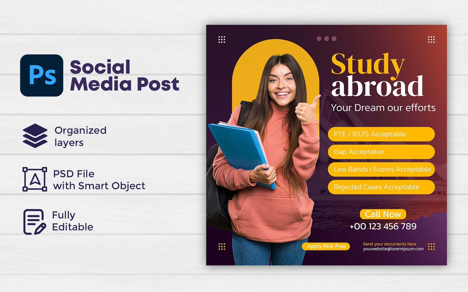 Study Abroad Instagram Post Or Social Media Post Template Design 3