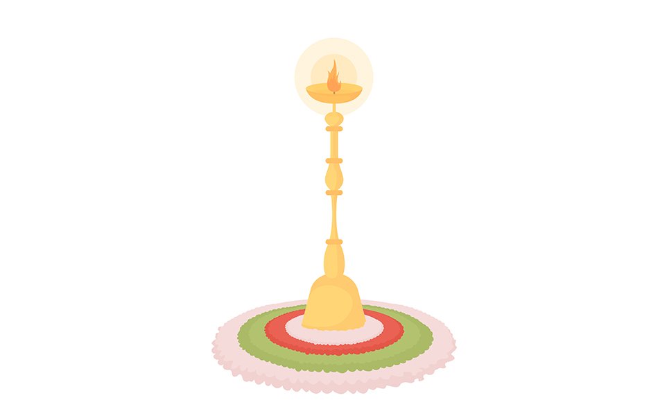 Rangoli candle holder semi flat color vector object. Editable element