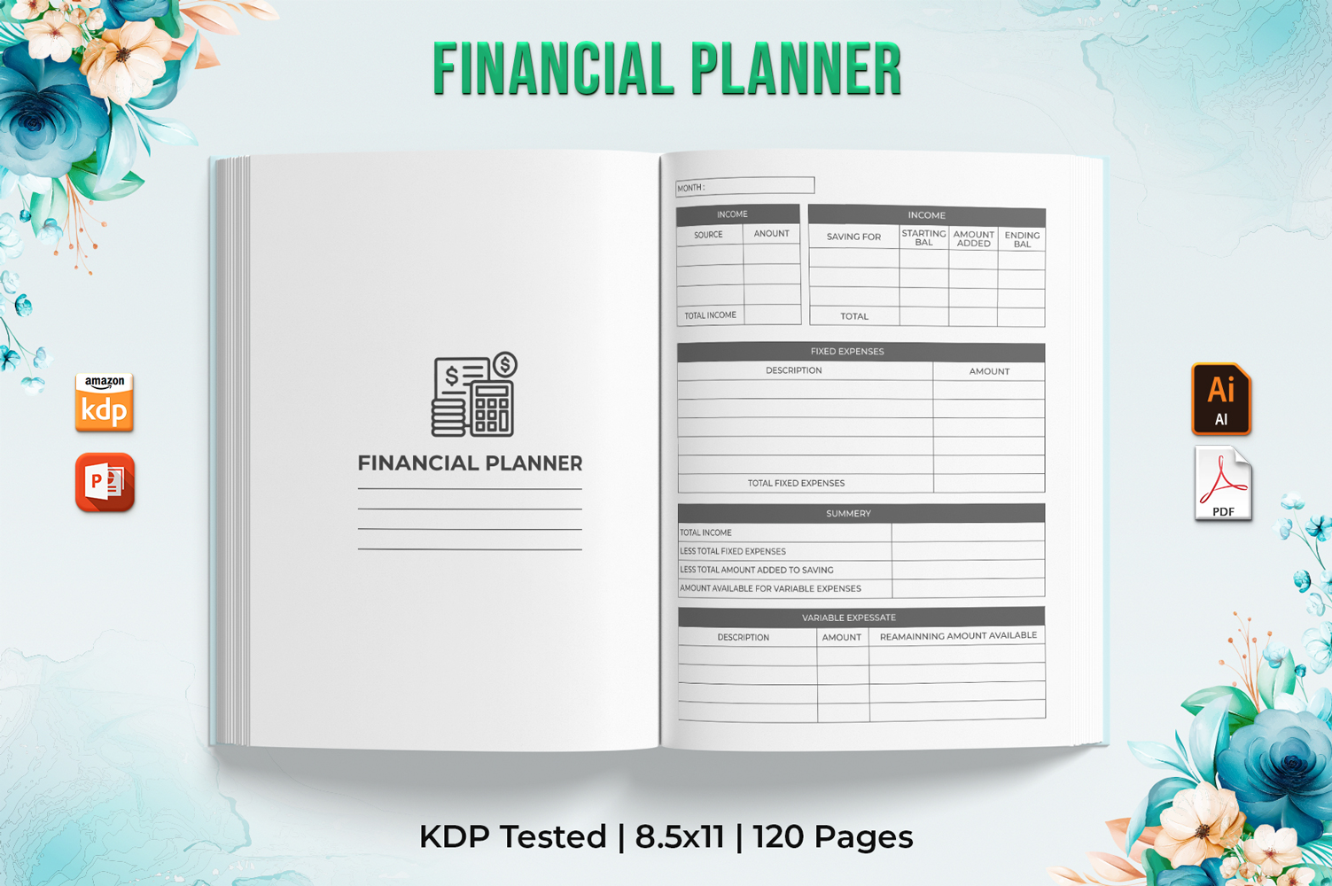 Editable Finance Planner Kdp Interior