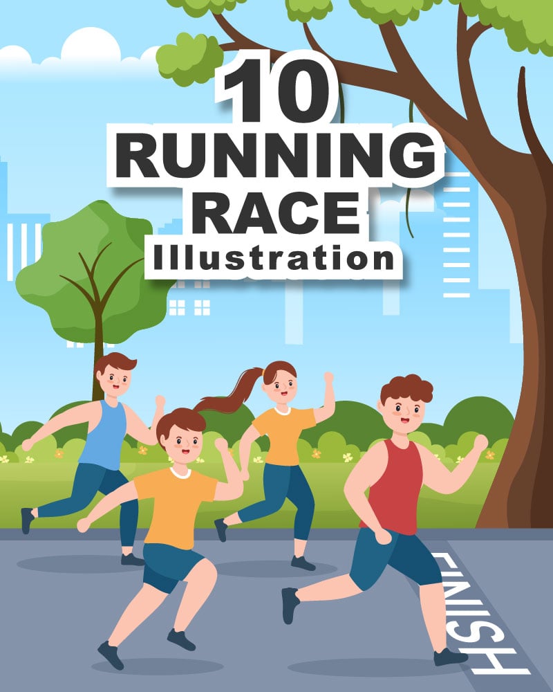 10 Running Race Flat Illustration