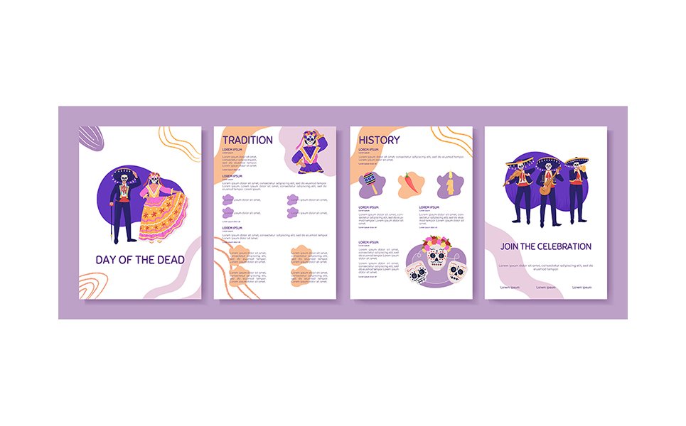 Day of the Dead flat vector brochure template