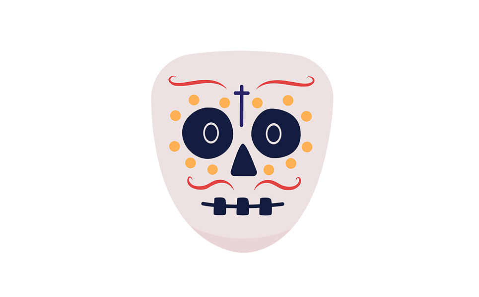 Day of the Dead skeleton semi flat color vector character face