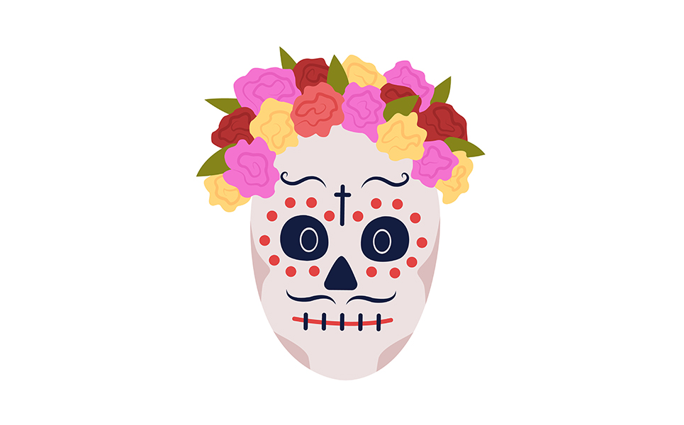 Catrina calavera makeup semi flat color vector character face