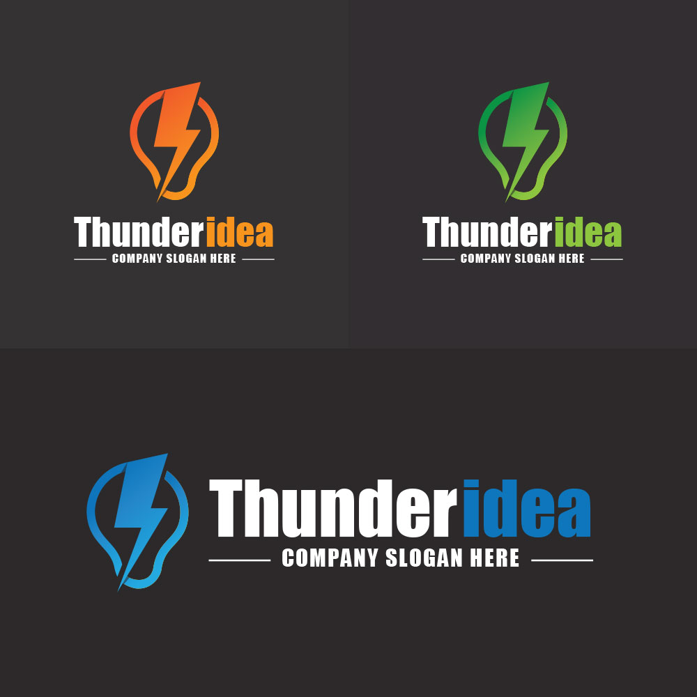 Modern Minimal Elemental Thunder Idea Logo Template