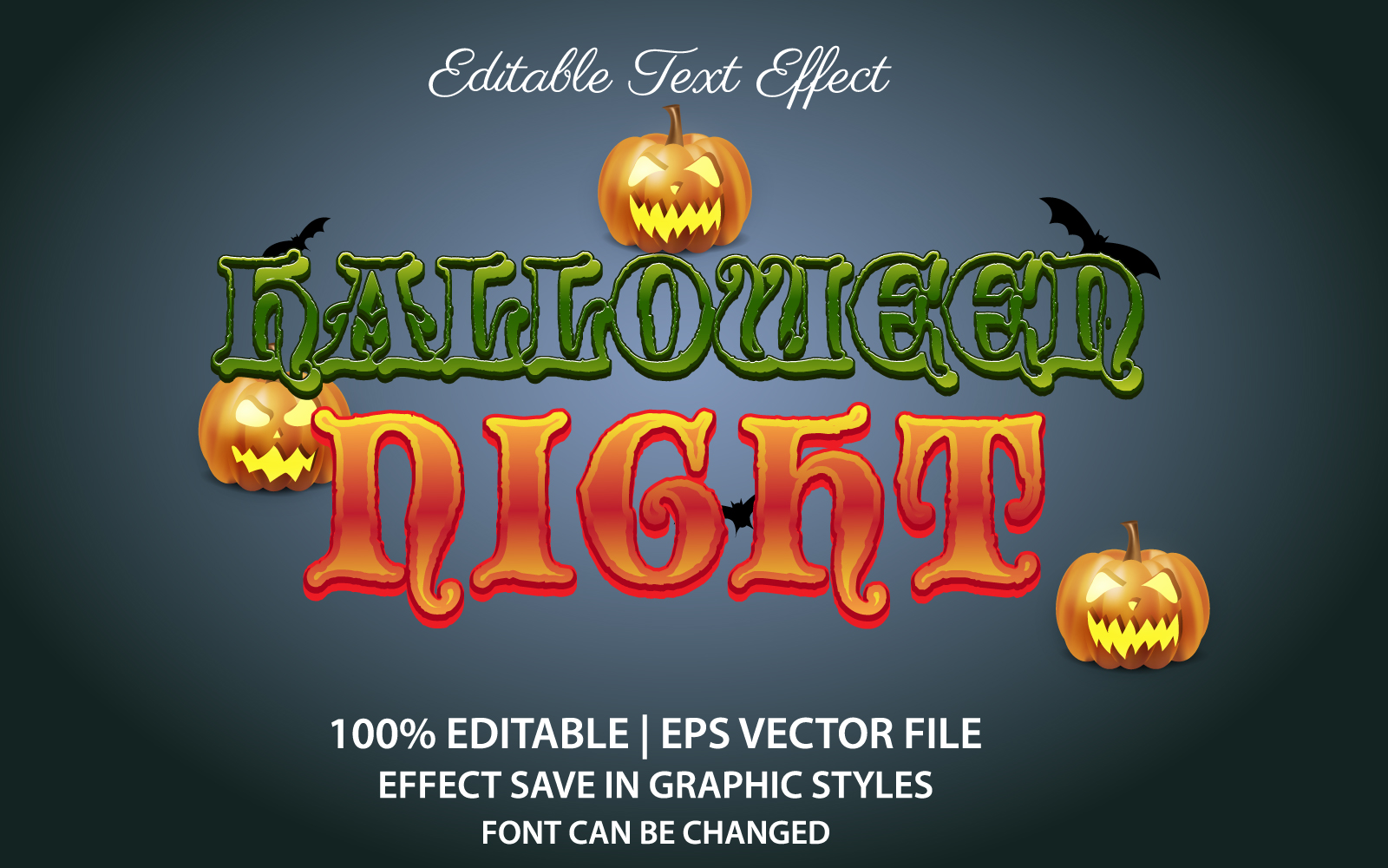 Halloween Night Editable Text Effect, Graphics Illustration