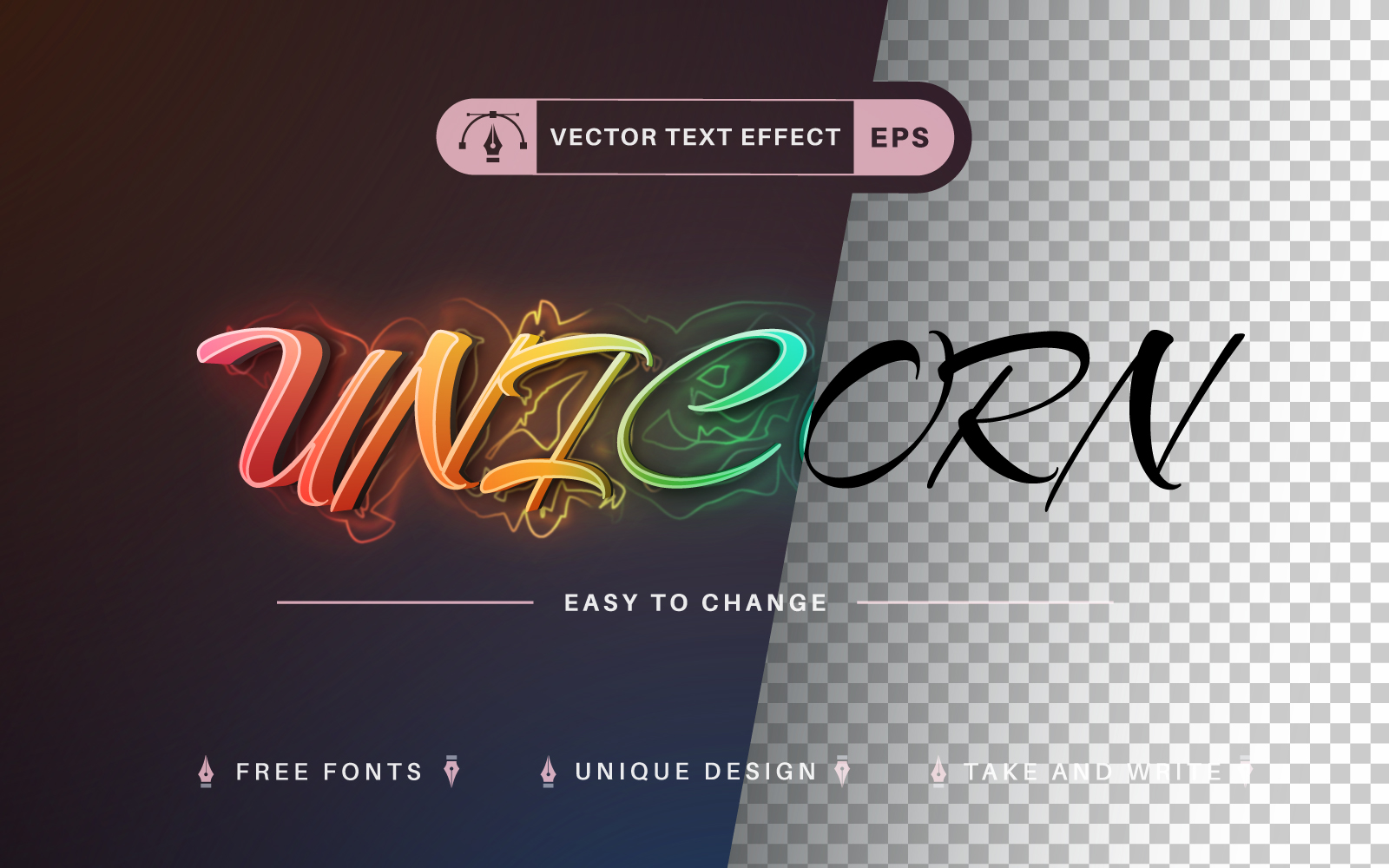 Unicorn Glow - Editable Text Effect, Font Style